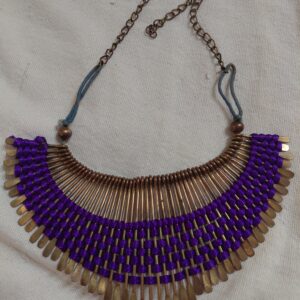 Purple Threaded Metallic Fan Necklace